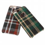 Wholesale iPhone 8 Plus / 7 Plus Checkered Plaid Fabric Armor PU Leather Case (Black)